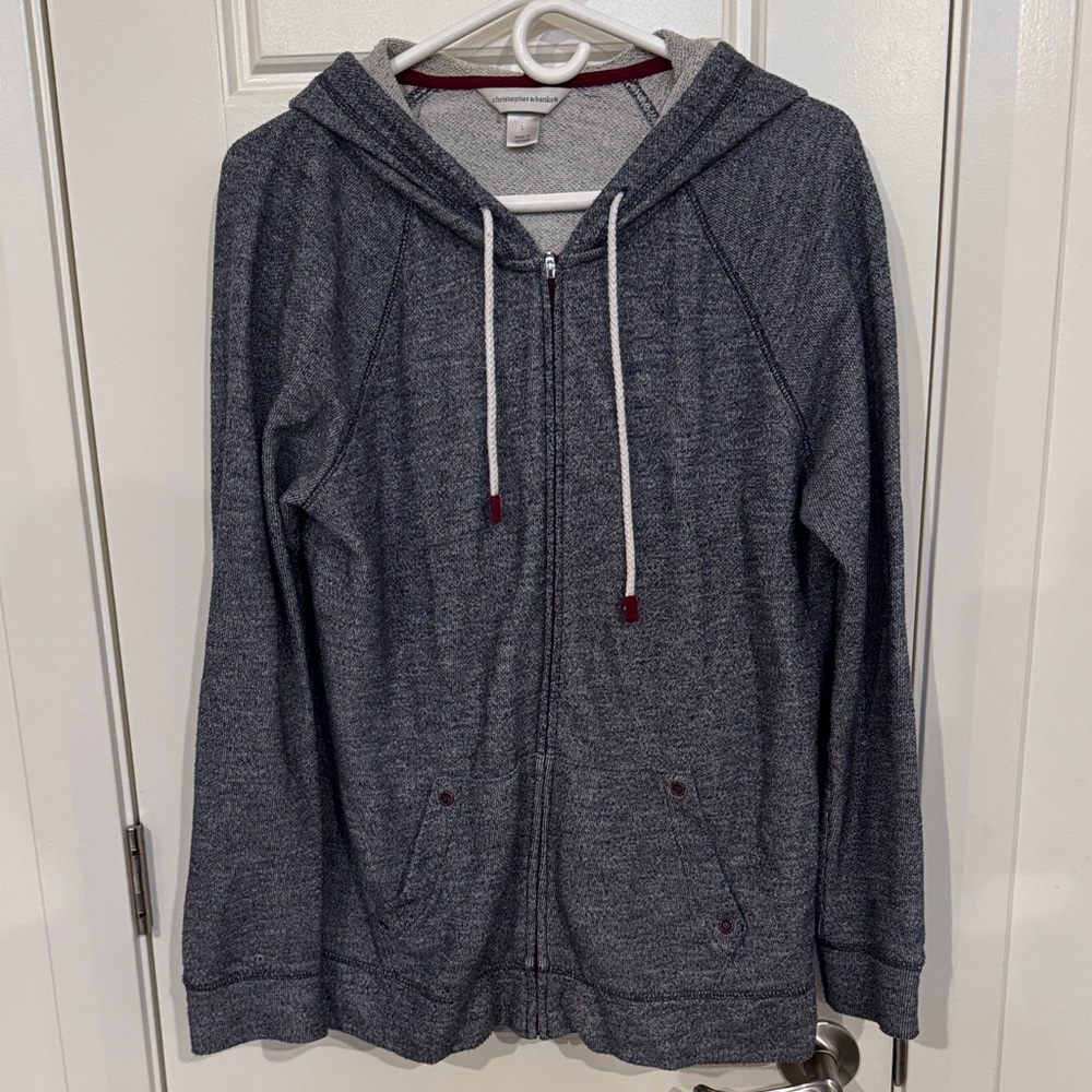 Christopher & Banks Maroon and Gray Knit Sweater